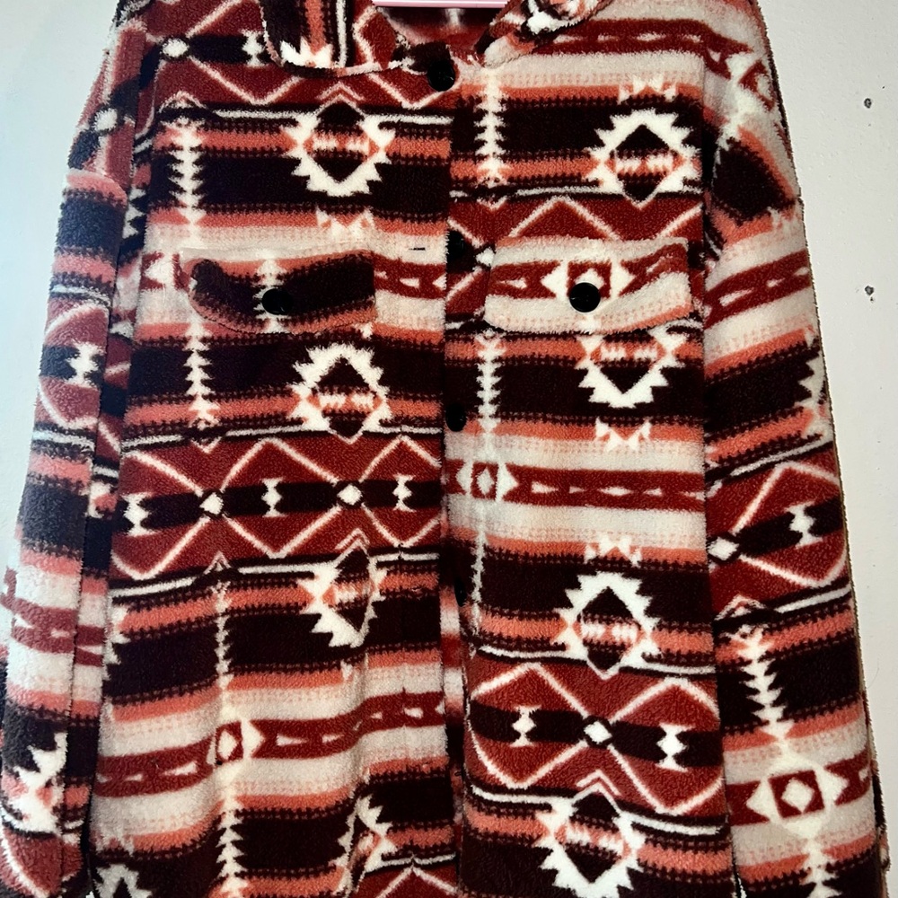 Patterned Women's Shacket - Red and White